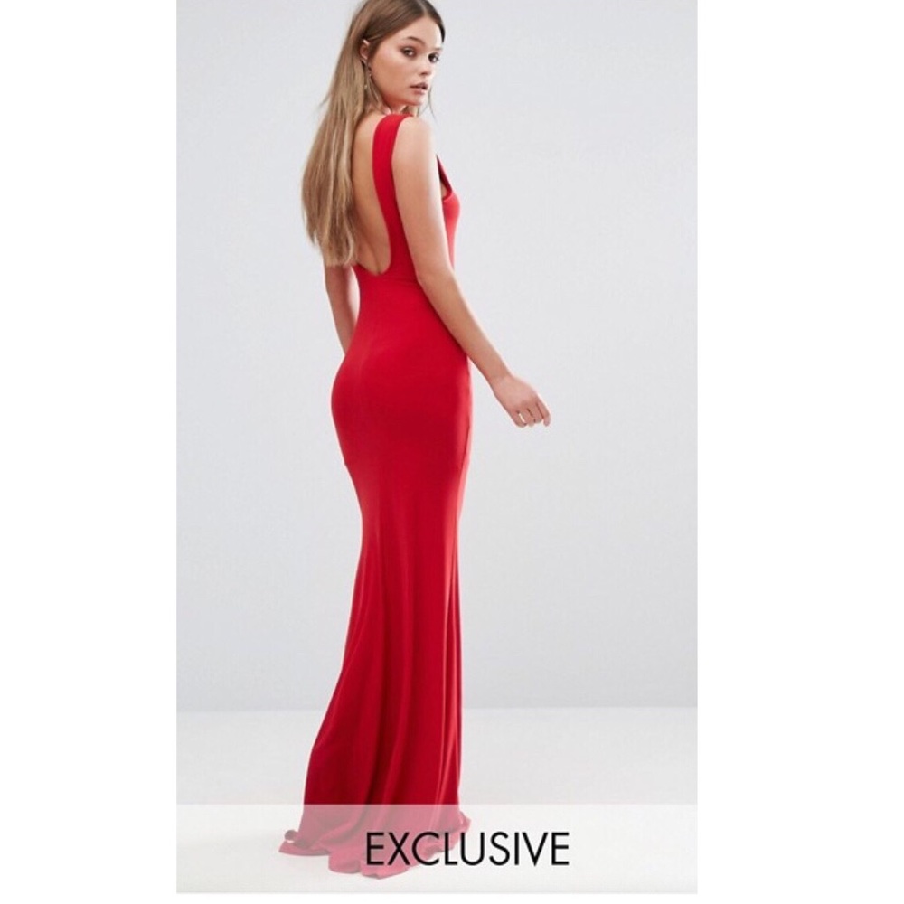 ASOS Sexy Club L Low Back Red Dress Size 6